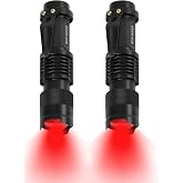 HinsGEAR 2 Pack Red Flashlight LED Single Mode Light 1 Mode LED Torch Scalable Red Light Flashlight for Astronomy Aviation Night Observation (Powered by Single AA Battery, Not Included)