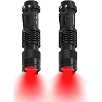 HinsGEAR 2 Pack Red Flashlight LED Single Mode Light 1 Mode LED Torch Scalable Red Light Flashlight for Astronomy Aviation Ni