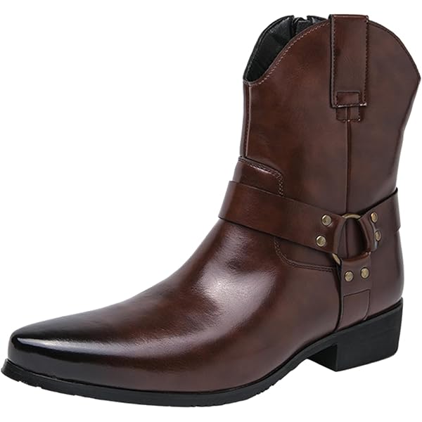 Amazon.com | ByErz Mens Cowboy Boots with Zipper on Side