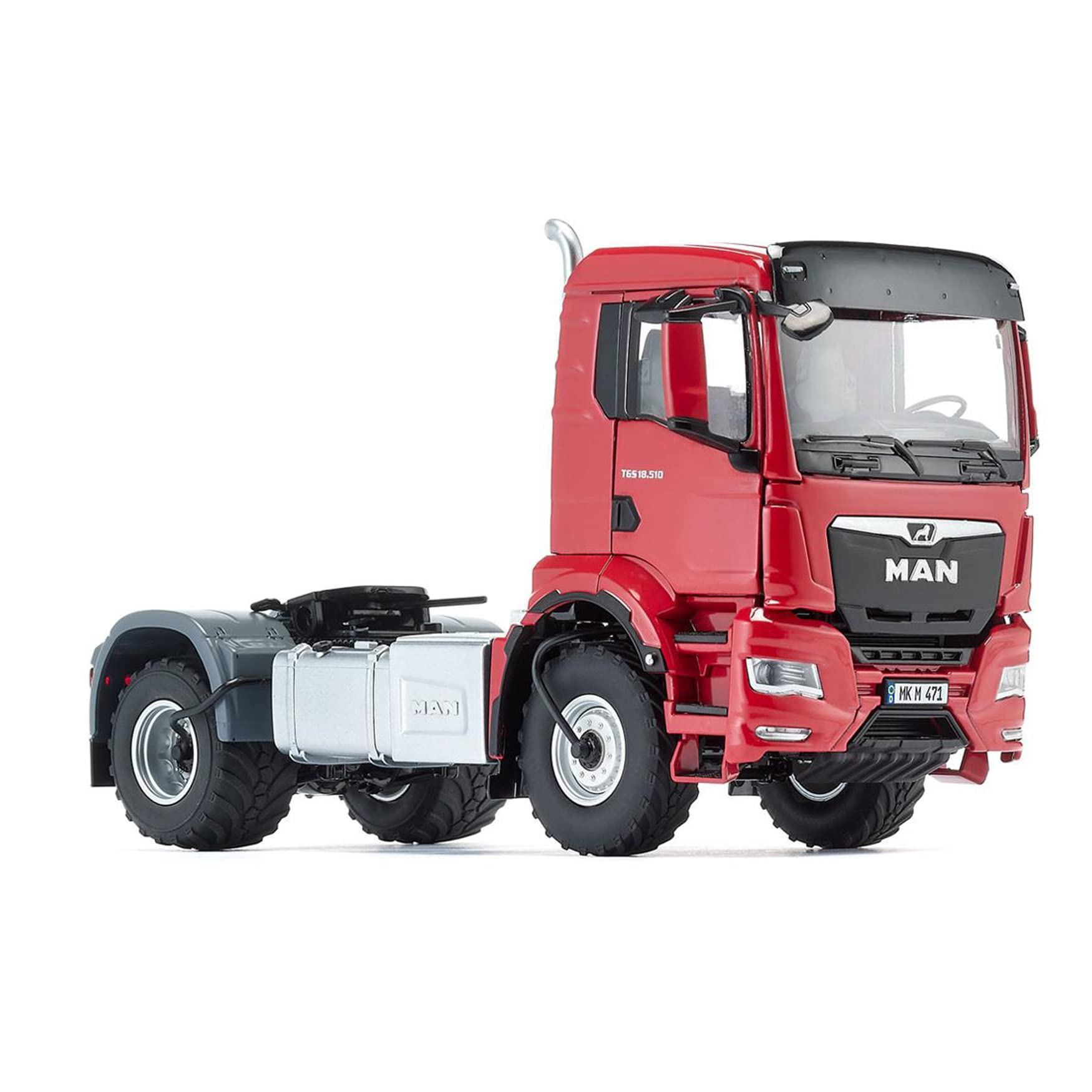 WIKING 077653 MAN TGS 18.510 4x4 BL 2-Achs Zugmaschine, Modell-Lkw, 1:32, Metall/Kunststoff, Ab 14 Jahre, Viele Funktionen, Inkl. Reifendruck-Regelanlage, Schwenkbarer Kühlergrill, Rot