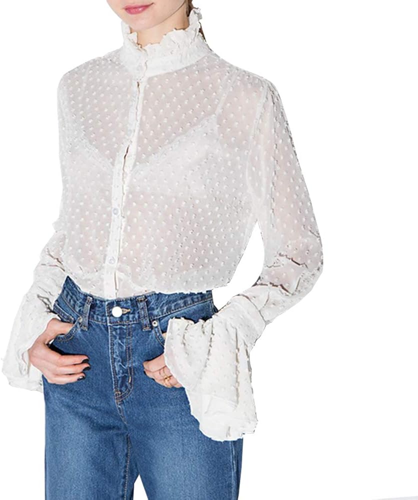 sheer lace long sleeve top