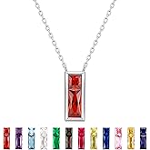 SUNFEEL Birthstone Necklace for Women, S925 Sterling Silver Necklaces with Square Cubic Zirconia Gemstone Necklace Women's Jewelry Anniversary Birthday Gifts for Women Mom Wife Her
