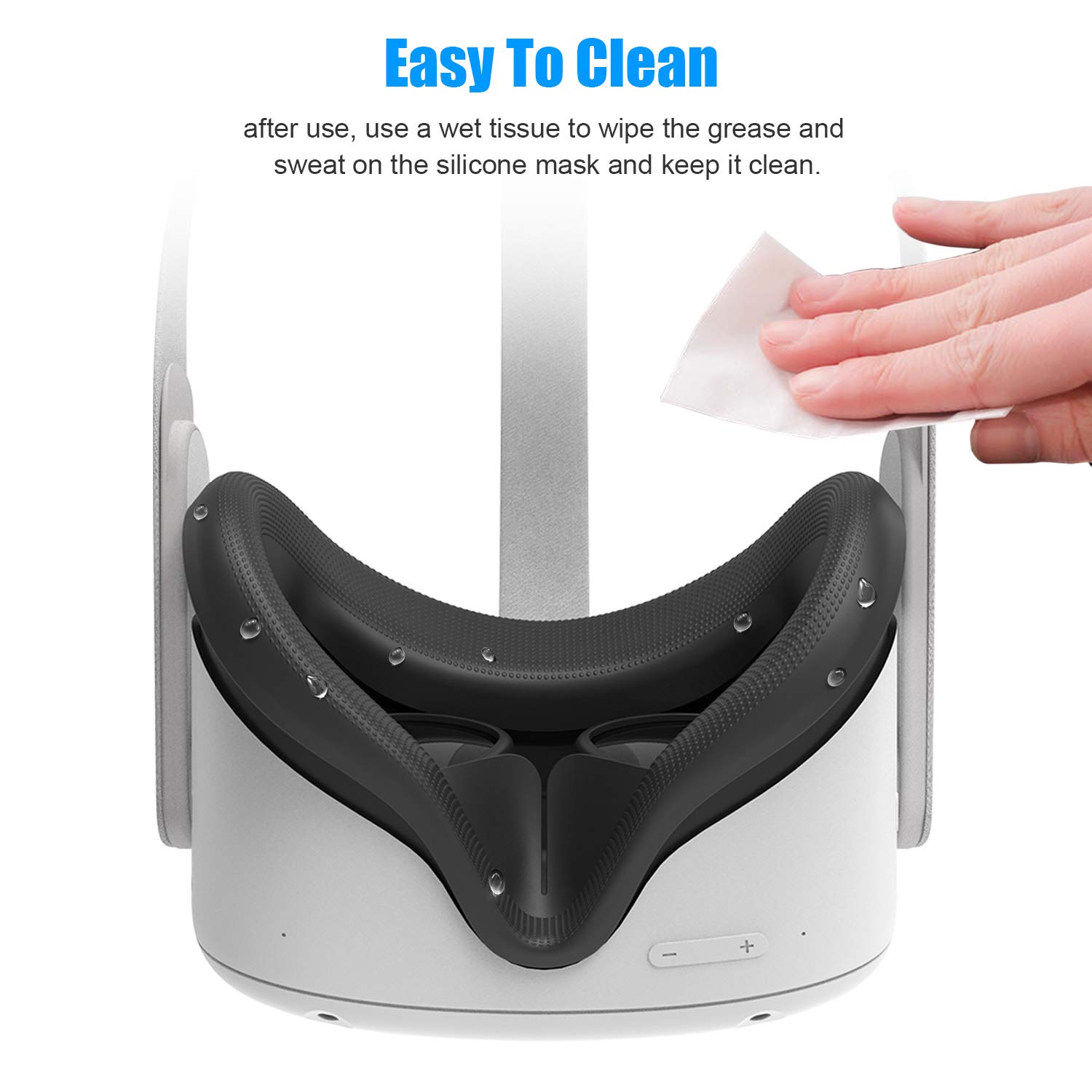 AMVR Silicone Face Cushion Pad Replacement for Oculus Quest 2 | Sweatproof | Washable | Lightproof | Anti-Leakage | Black | VR Face Plate Mask | Only Cover