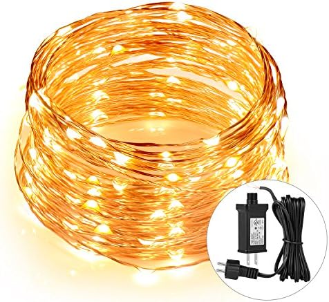 Boomile 39ft 120 LEDs String Lights Waterproof, Copper Wire String Lights with Adapter, UL Listed, Fairy Lights, Home Decorative Lights for Bedroom, Patio, Wedding, Party, Warm White