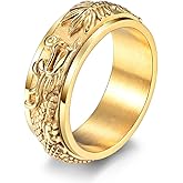 INRENG Stainless Steel Dragon Spinner Ring Vintage Punk Biker Band Rings for Men Women