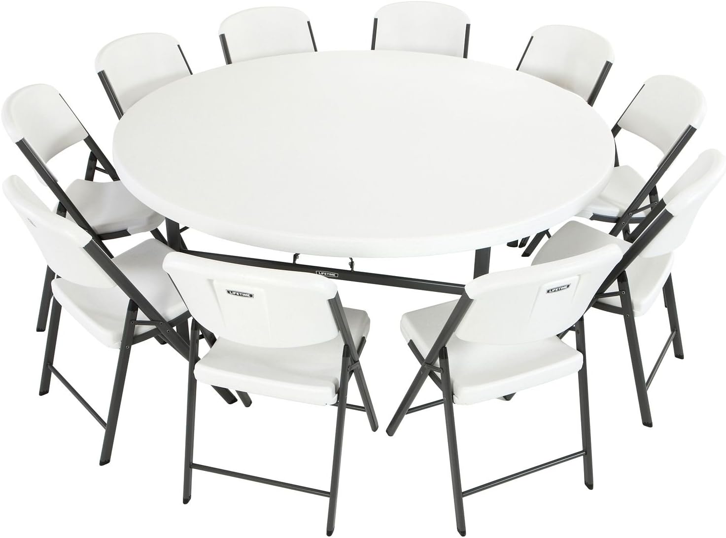 Amazon Com Lifetime Combo 4 Mesa Redonda De 5 9 Ft Y 40 Silla Plegable Comercial De 18 5 Granito Blanco Furniture Decor