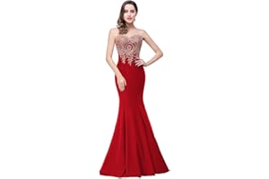 BABYONLINE D.R.E.S.S. Babyonline® Women's Lace Applique Long Formal Mermaid Evening Prom Dresses