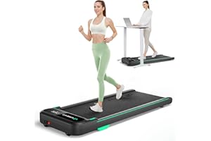 UREVO Smart Walking Pad, Quiet Under Desk Treadmill with APP & Remote, Portable Shock-Absorbing Walking Jogging Machine, Sleek Compact Design for Home Office Fitness