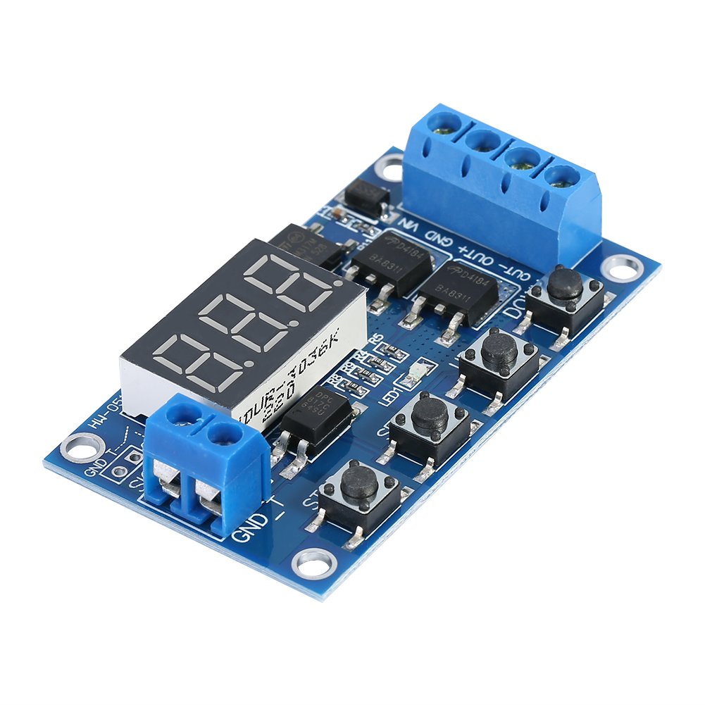 DC 5-36V Dual-MOS Trigger Digital LED Relay Module with Adjustable Timer Delay for Custom Automation Control Systems and Industrial Cycle Controller Applications