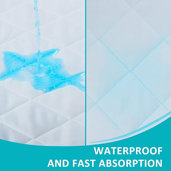 KANECH 44″X52″ WASHABLE WATERPROOF BED PADS (2 PACK) – REUSABLE INCONTINENCE BED PADS HOLD 10 CUPS, NON-SLIP & SILENT MATTRESS PROTECTOR FOR ADULTS, KIDS, ELDERLY AND DOGS