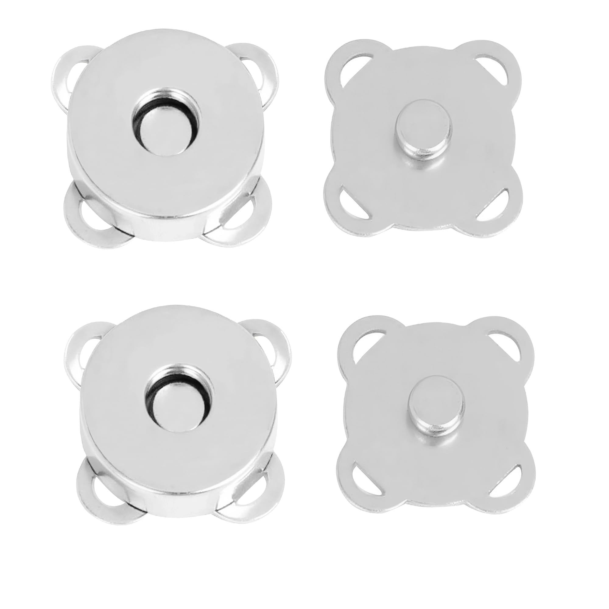 WedDecor 2-Part, 14mm Sew On Silver Magnetic Snap Clasps for Purses and Crafts – Lightweight Flower Press Stud Fasteners for Bags, Leather Craft, Sewing, DIY Projects & Clothing Repair, Pack of 10