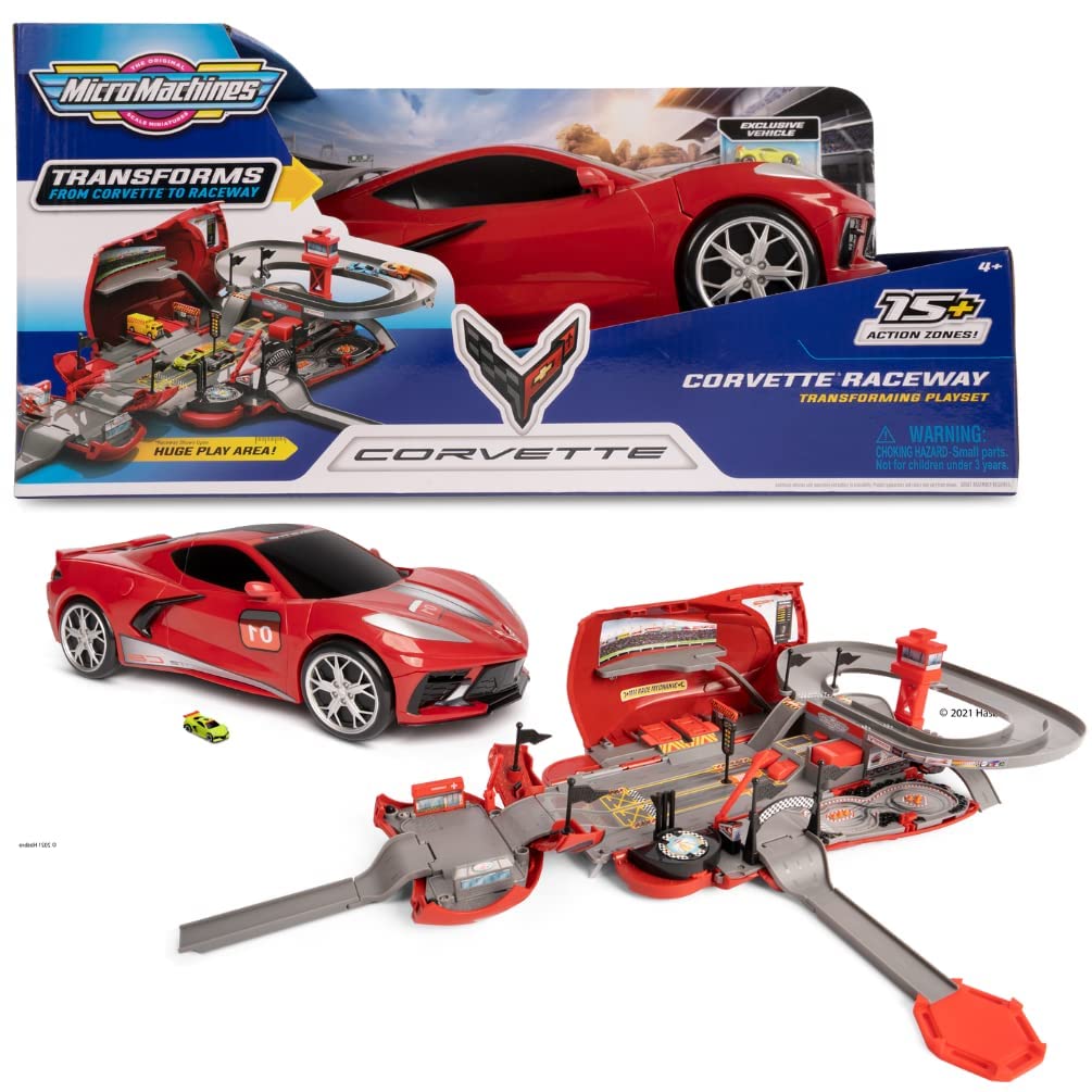 Micro Machines -Corvette Raceway Converts Track-Includes Set and 1x Play Race Car Exclusive, Multicolor, Micromachines Toy Cars Ages 4 Partner MMW0173