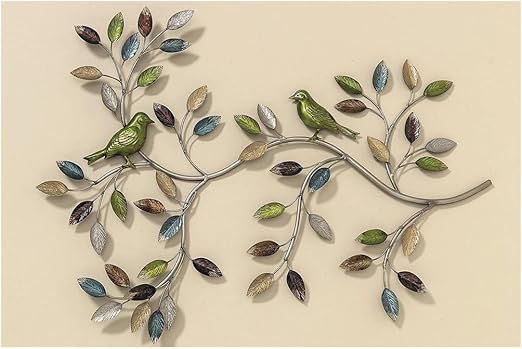 Decoracion Pared Hierro Colores Pajaros En Ramas Longitud 75cm