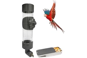Niwaes Bird Drinker Waterer Parakeet Water Dispenser for Cage Bird Drinking Water Bottle Parrot Automatic Drinking Device for Budgie Cockatiel Lovebirds Canary Finch Gray (10.5oz/300ml)