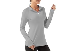 FKEEP Women's Polo Shirts Long Sleeve UPF 50+ Sun Protection Tennis Golf Workout Tops Sport Zipper V Neck