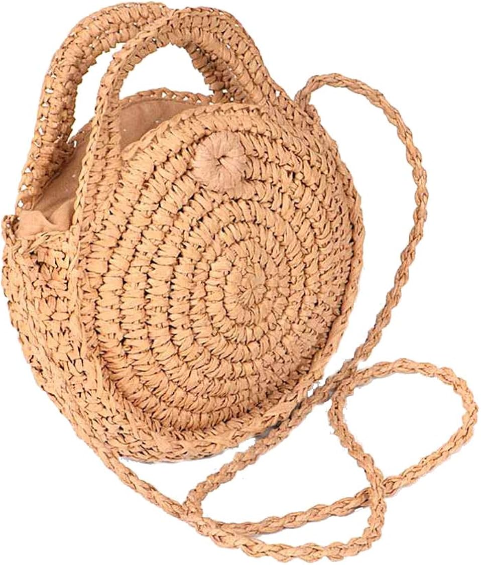Woven Straw Iconic Round Crossbody Bag Purse Handbags