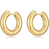 Gold Hoop Earrings for Women 18K Gold Plated Stainless Steel Trendy Teardrop Earrings Hypoallergenic Pull Through Hoops Elegant Gift Jewelry