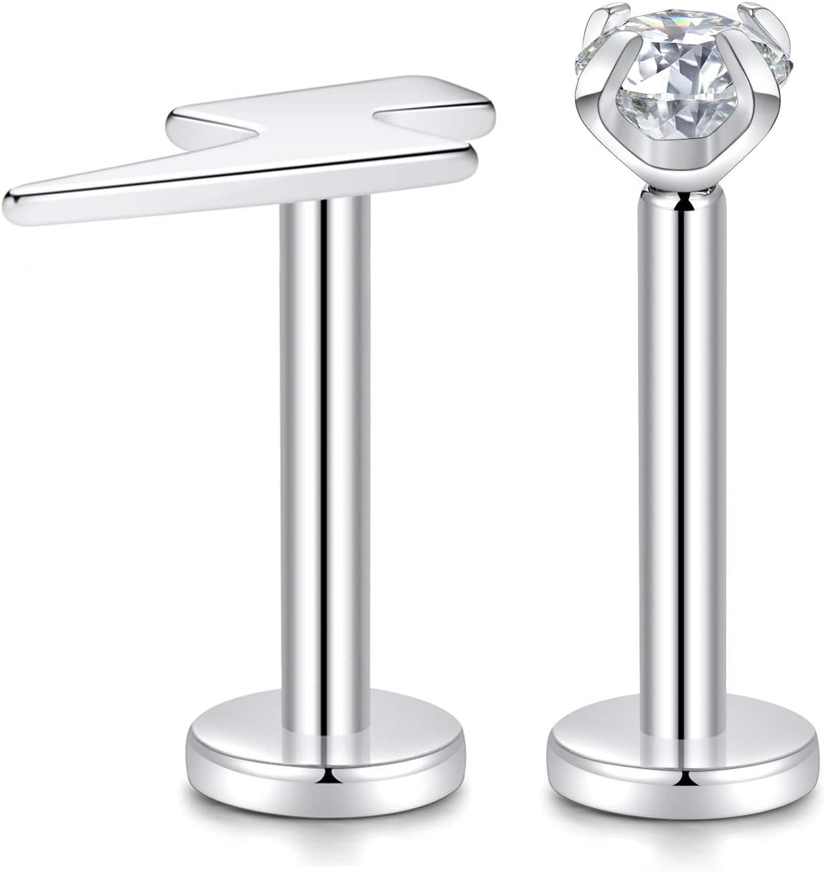 hengkaixuan G23 Titanium Internally Threaded Labret Earring 16g Crystal Labret Studs Helix Earrings Tragus Cartilage Conch Ear Piercing Body Jewelery