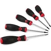 Performance Tool W30899 5-Piece Magnetic Star Screwdriver Set | Includes sizes T10, T15, T20, T25, and T27. Chrome vanadium steel shafts. Comfortable non-slip molded grips