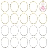 UNICRAFTALE 40Pcs 2 Colors Oval Open Back Bezel Pendants Alloy Ring Frame Pendants Epoxy Resin Pressed Flower Jewelry Blank Charms for DIY UV Resin Pressed Flower Crafts Jewelry Making