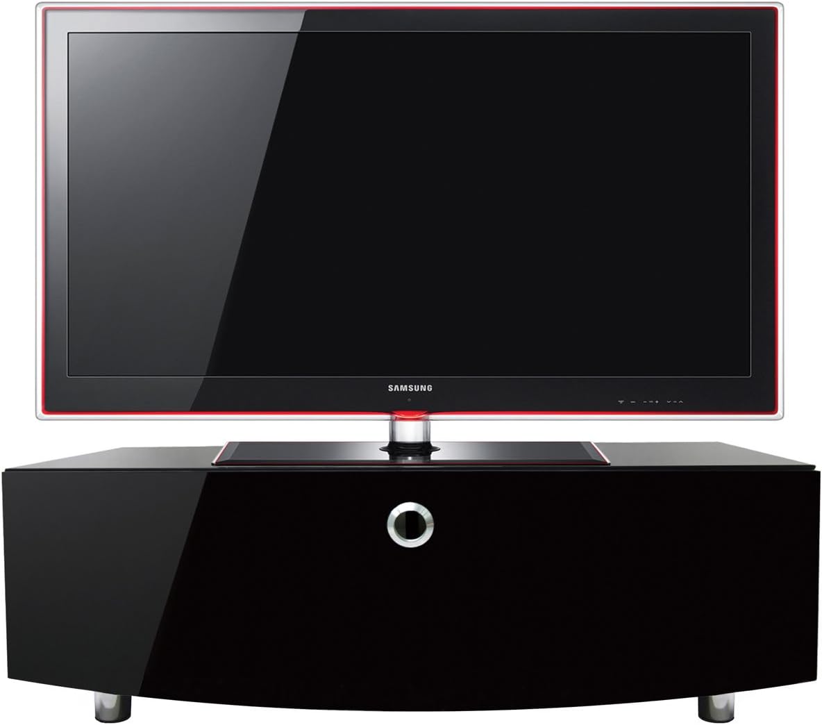 MDA Designs Curve 1000 Remote Friendly Beam Thru Glass High Gloss Piano Black LCD/Plasma/LED TV Cabinet