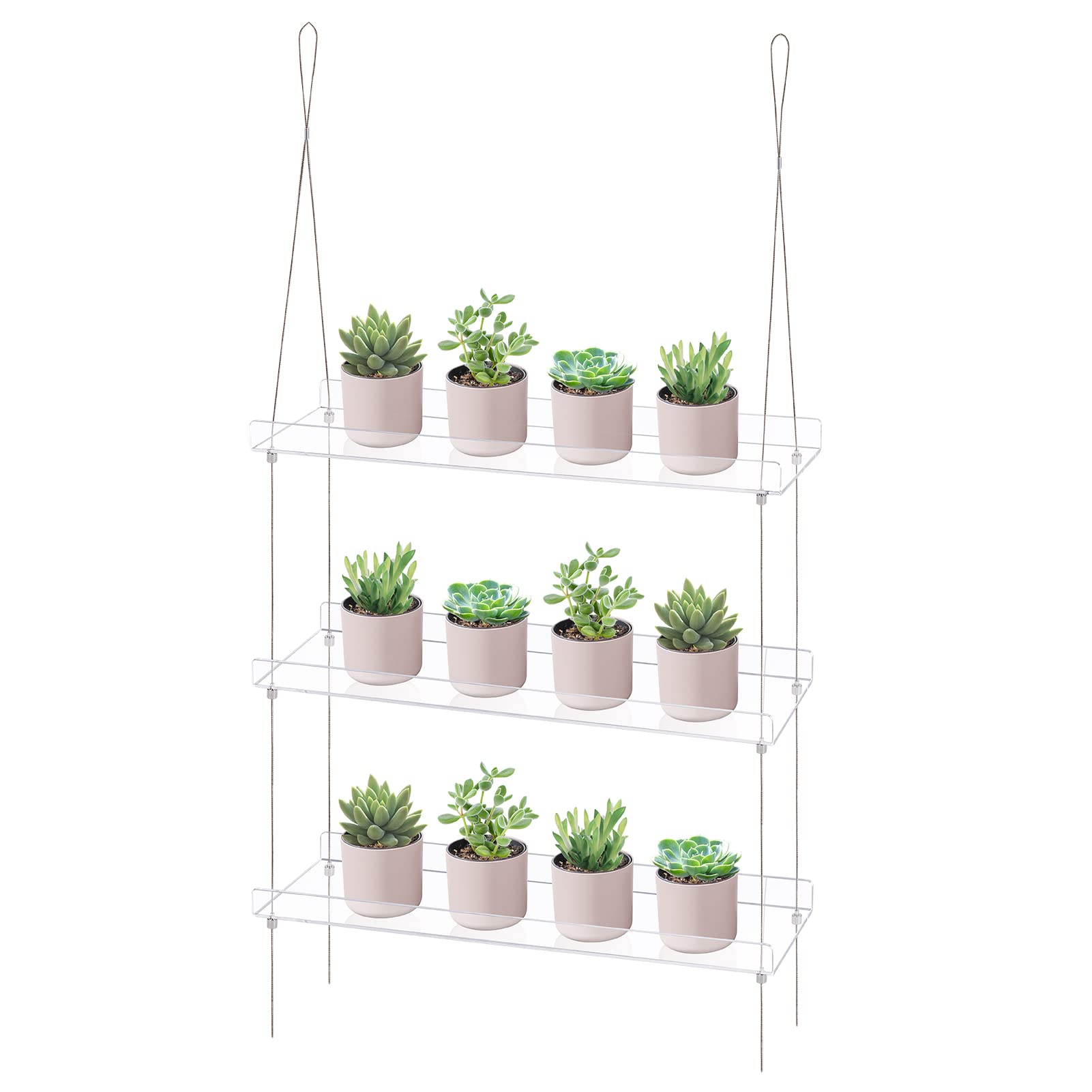 Photo 1 of Sumerflos 3-Tier Acrylic Window Boxes Plant Shelves for Windows, Acrylic Hanging Window Plant Shelves, Indoor Windows Wall Hanging Plant Stand Flower Display Shelves