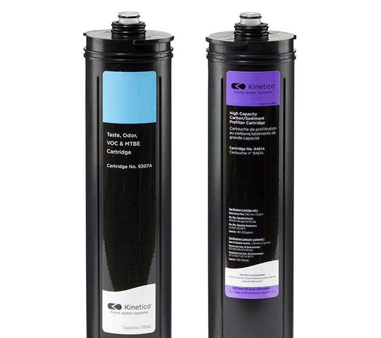 Kinetico Filter Cartridge Set. (Part No 9307 Light Blue & 9461 Purple) for all K5 Pure drinking water systems, the Kinetico Reverse Osmosis Plus (KRO+) and the K2 systems