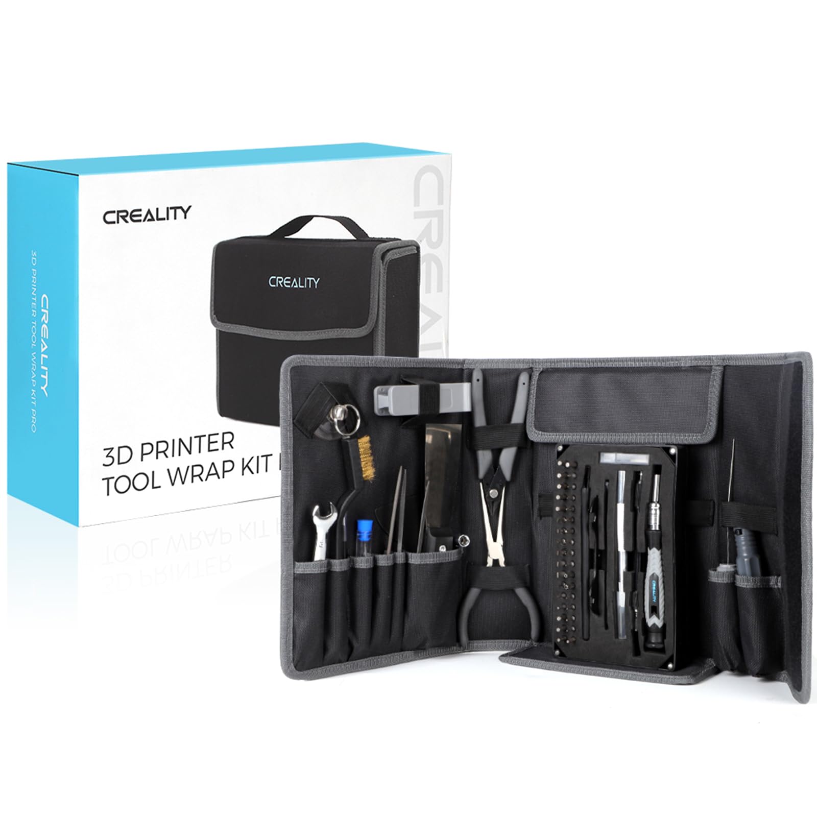 Creality 3D Drucker Tool Kit Pro 74pcs Toolkit, Modell-Nachbearbeitung 3D Drucker Werkzeug Kit, Düsenreinigungsset, Abschluss, Entgratungs, Entfernungswerkzeuge, Reinigungsnadeln, für alle 3D Drucker 8