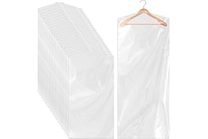 Ohuimrt 20 PCS 60 Inch Plastic Garment Bag, Dry Cleaner Bags Laundry Bags, Clear Hanging Clothing Covers for Long Dresses Skirt Coat Suit Shirt Jacket