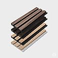 ARMURO Wall Panels for Interior Wall Decor - Wood Slat Wall Panel Samples Pack (4PCS) - Wall Decor Natural Oak/Walnut/Oak (Grey)/Smoked Wood Wrapped Soundproof Wall Panels
