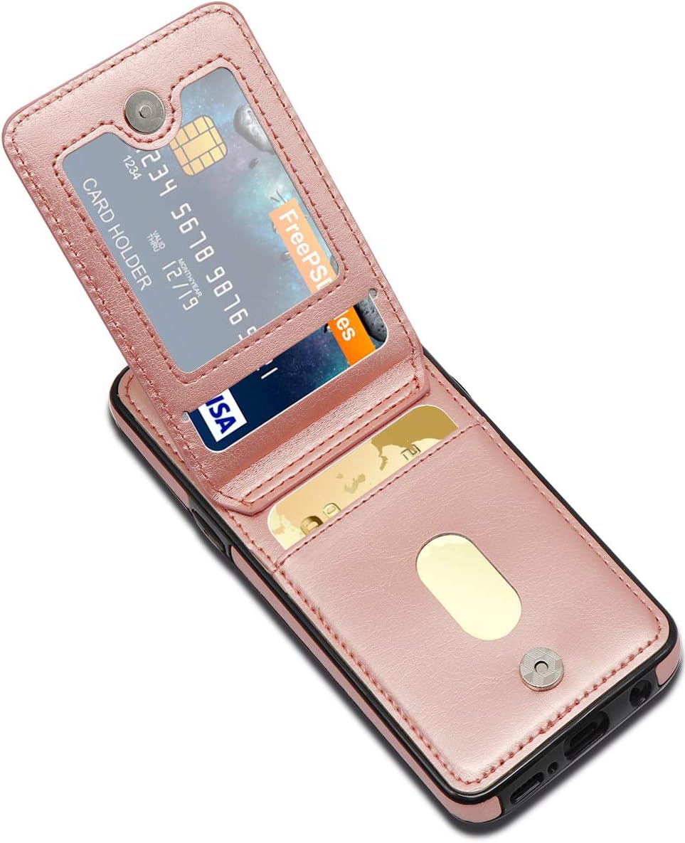 LakiBeibi Wallet Phone Case for Galaxy S9 Dual Layer Lightweight Premium Leather with Card Slots Magnetic Lock Folio Flip Protective Cover for Samsung Galaxy S9 5.8 Inch (2018) - Rose Gold