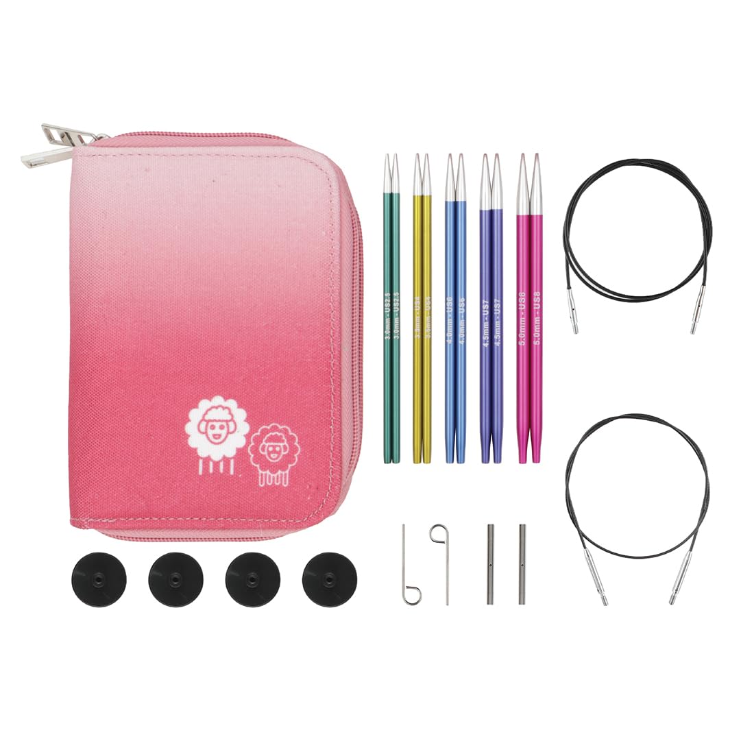 KnitPro Zing Starter Interchangeable Needle Set 5" (13cm) | 5 Sizes (3mm to 5mm)