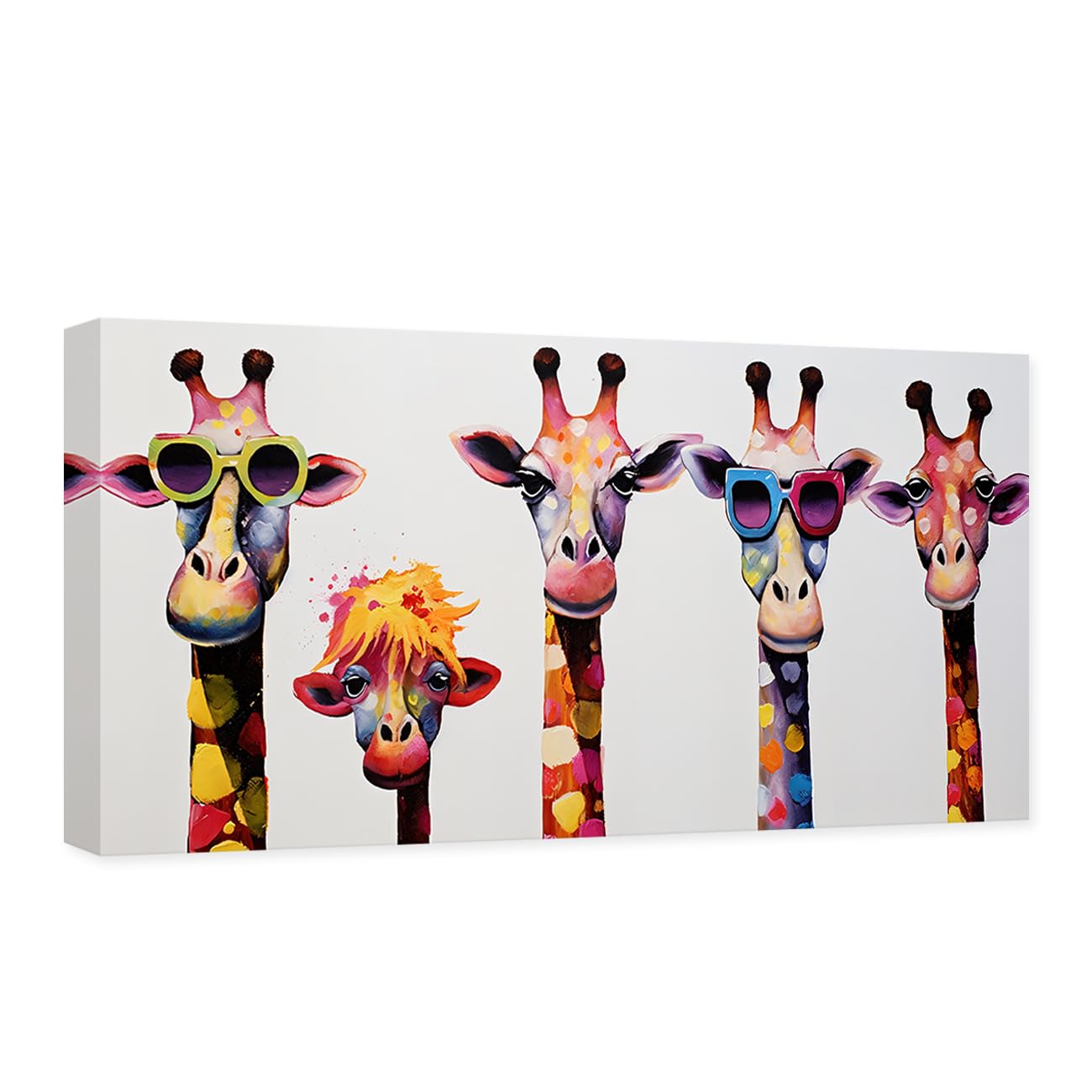 CCWACPP Colorful Giraffe Canvas Wall Art Animal Painting Wall Decor Animals Graffiti Picture Print Modern Kids Room Decor Frame (Giraffe - 1, 80L x 40W cm)