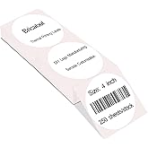 BriCabel 4 Inch White Circle Thermal Sticker Labels, Self-Adhesive Round Stacks Thermal Printing Labels for Business, 250 Sheets/Stack .Can be Used for DIY Logos, Price Tags.(250PCS)