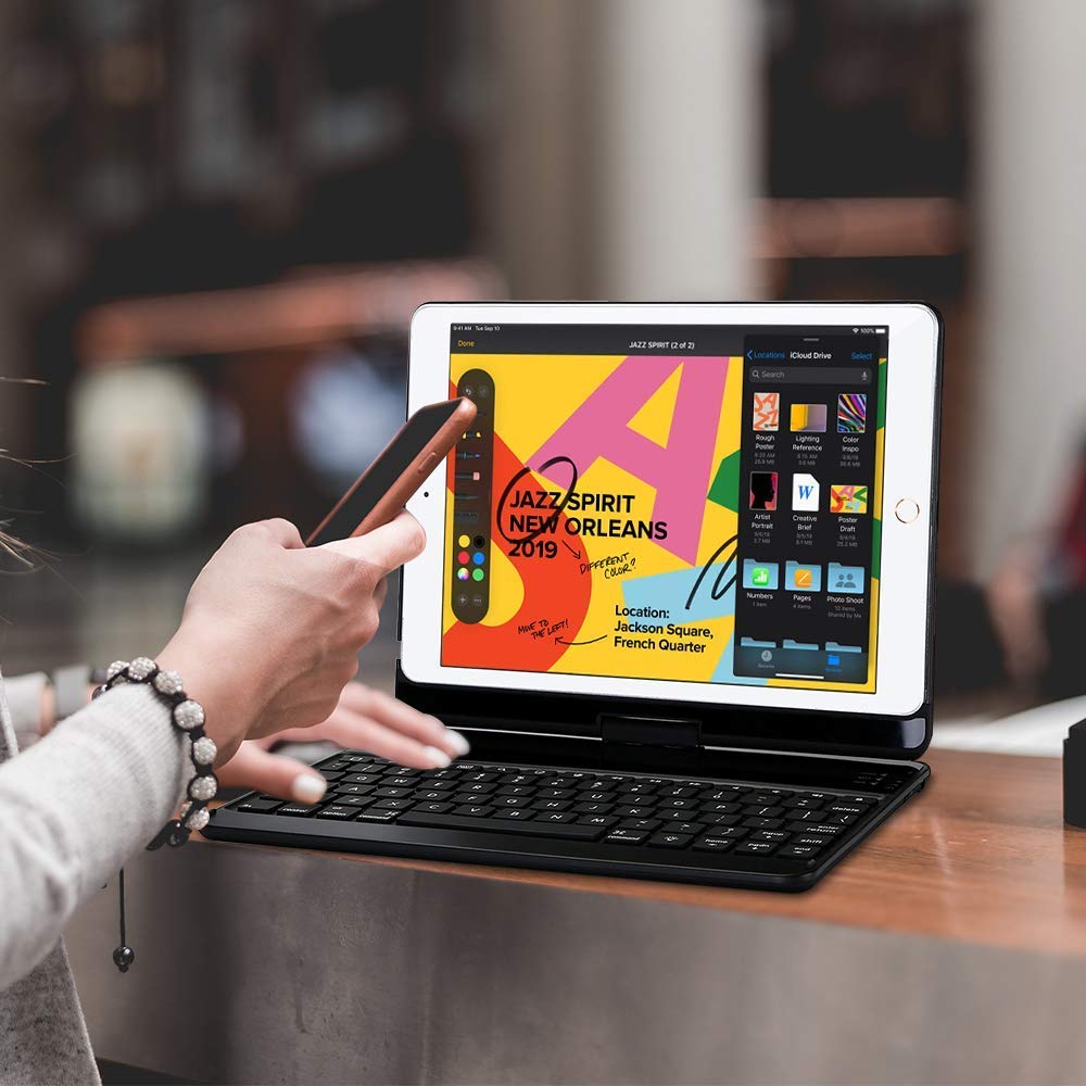 ProCase 360° Rotation Keyboard Case with 7 Colors Backlit for iPad 10.2
