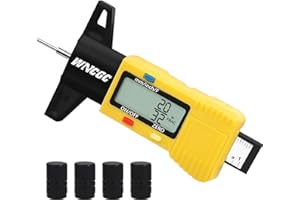 WNCGC Tire Tread Depth Gauge, 3 Modes Digital Tire Depth Gauge-Fractional Inch, Decimal Inch and Millimeter for Motorcycles, Cars, Trucks, Vans, SUV - Yellow