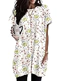 Womens Tunics For Leggings Short Sleeve White