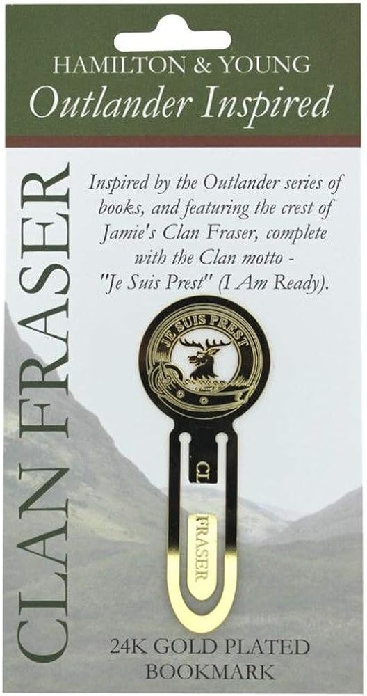 Outlander Inspired 24K Gold Plated Traditional Scottish Design Clan Fraser Bookmark 'Je Suis Prest' - 'I Am Ready' - Image 3