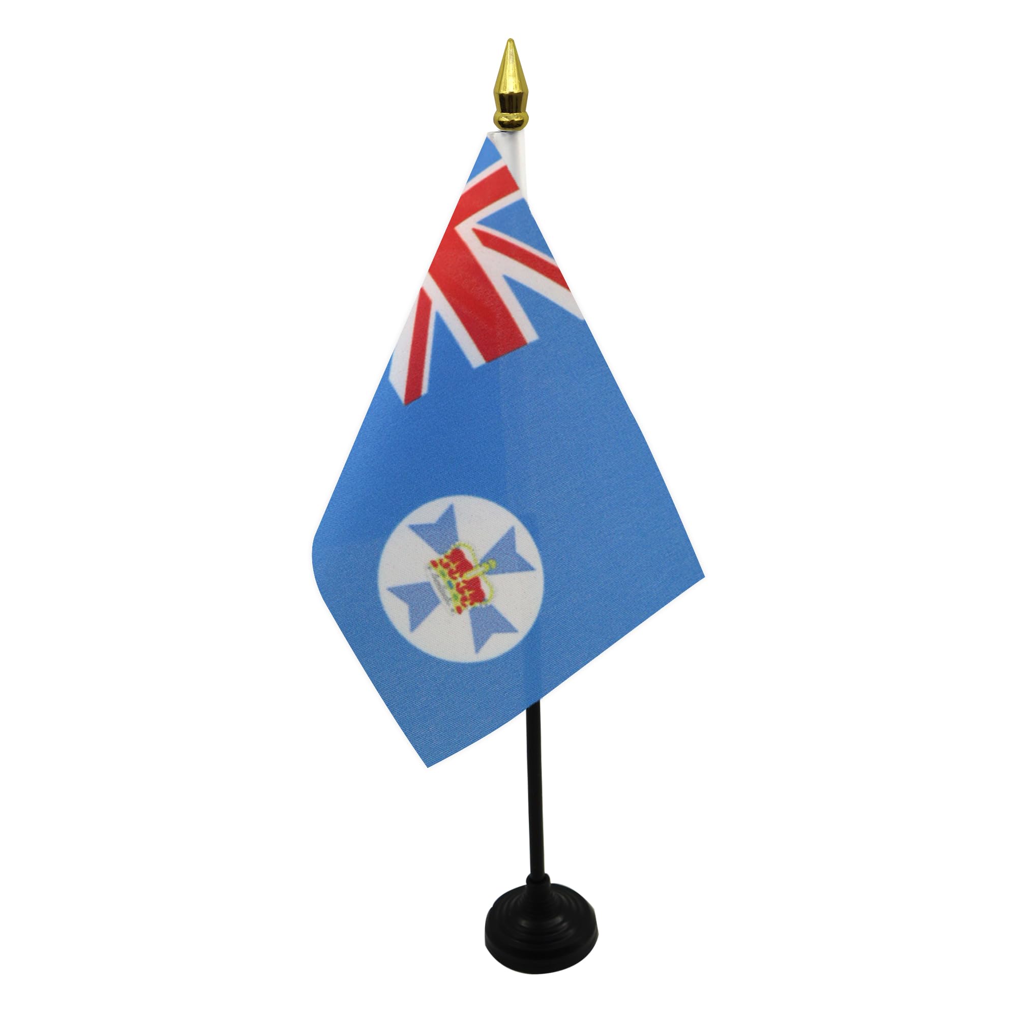 AZ FLAG - Queensland Table Flag 4'' x 6'' - Queenslander Mini Desk Flag 100% Polyester 15 x 10 cm - Office Mini Banner with 10'' Pole - Golden Spear — image 1