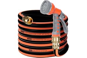 DREAM&GLAMOUR 25FT Flexible Garden Hose,Upgraded Hybrid Water Hose,Durable 5/8" Kink Free Outdoor Yard Car Wash Hose,Solid Brass Connectors