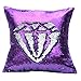 URSKYTOUS Reversible Sequin Pillow Case Decorative Mermaid Pillow Cover Color Changing Cushion Throw Pillowcase 16” x 16”,Purple and Silver