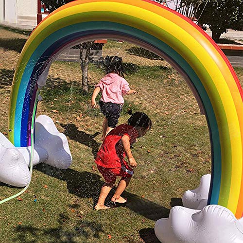 Ynredee Giant Inflatable Rainbow Arch Sprinkler,Inflatable Water Sprinkler Rainbow Outdoor Summer Water Spray Cool Play Fun Toy for Child Adult 78.74" (Rainbow)