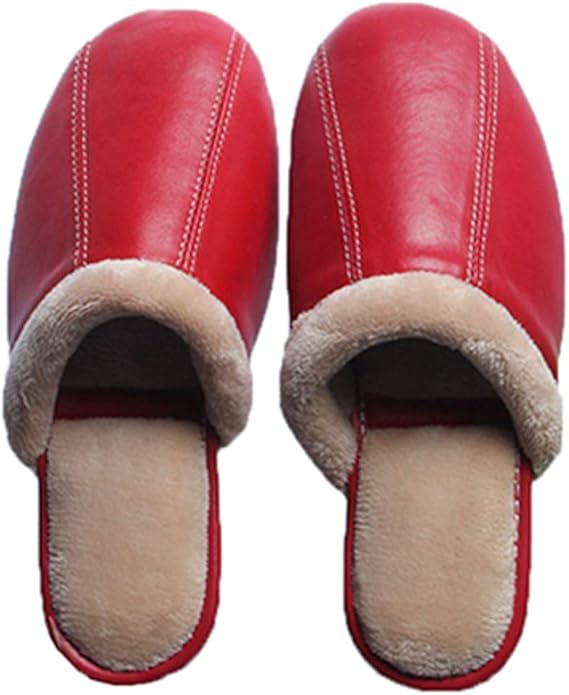 House Slippers Genuine Leather Shoes Winter Warm Home Women Slippers