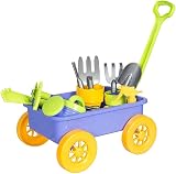 Delex Pull Along Kids Wagon Wheelbarrow Gardening Beach Play Set 10 Accessories view 3