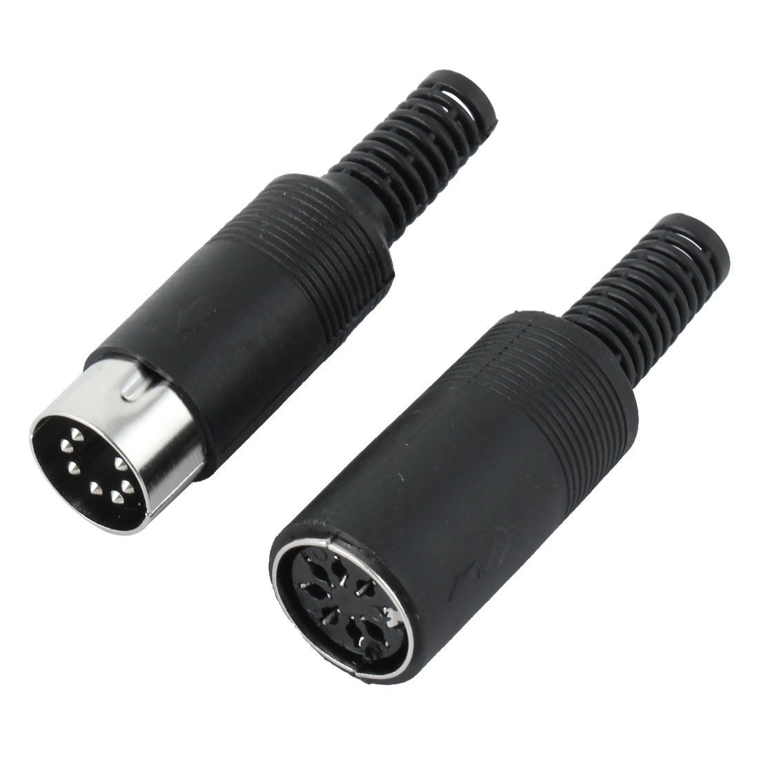 sourcing map Pair Black DIN 7 Pin Female + Male Plug Socket Audio AV Connector