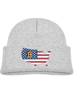 US Flag Bitcoin Logo Toddler Baby Knitted Hat Skull Beanie For Autumn/Winter