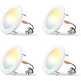 Amico Recessed Lighting 4 Inch, 4 Pack 5CCT Flat LED Can Lights, 2700K/3000K/4000K/5000K/6000K Selectable, 7W Eqv 120W, 700LM Brightness, Retrofit Installation - ETL & FCC