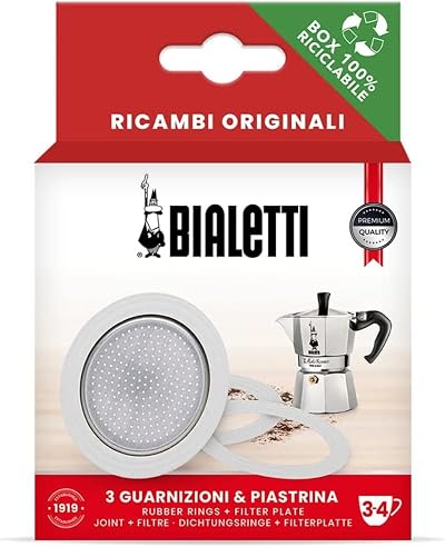 Bialetti Ricambi 3 Gaskets and Plate for Moka Express 3/4 Cup