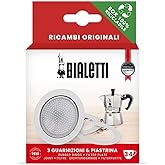 Bialetti Spare Parts, Includes 3 Gaskets and 1 Plate, Compatible with Moka Express, Fiammetta, Break, Happy, Dama, Moka Melody, Alpina, Moka Timer and Rainbow (3/4 Cups)
