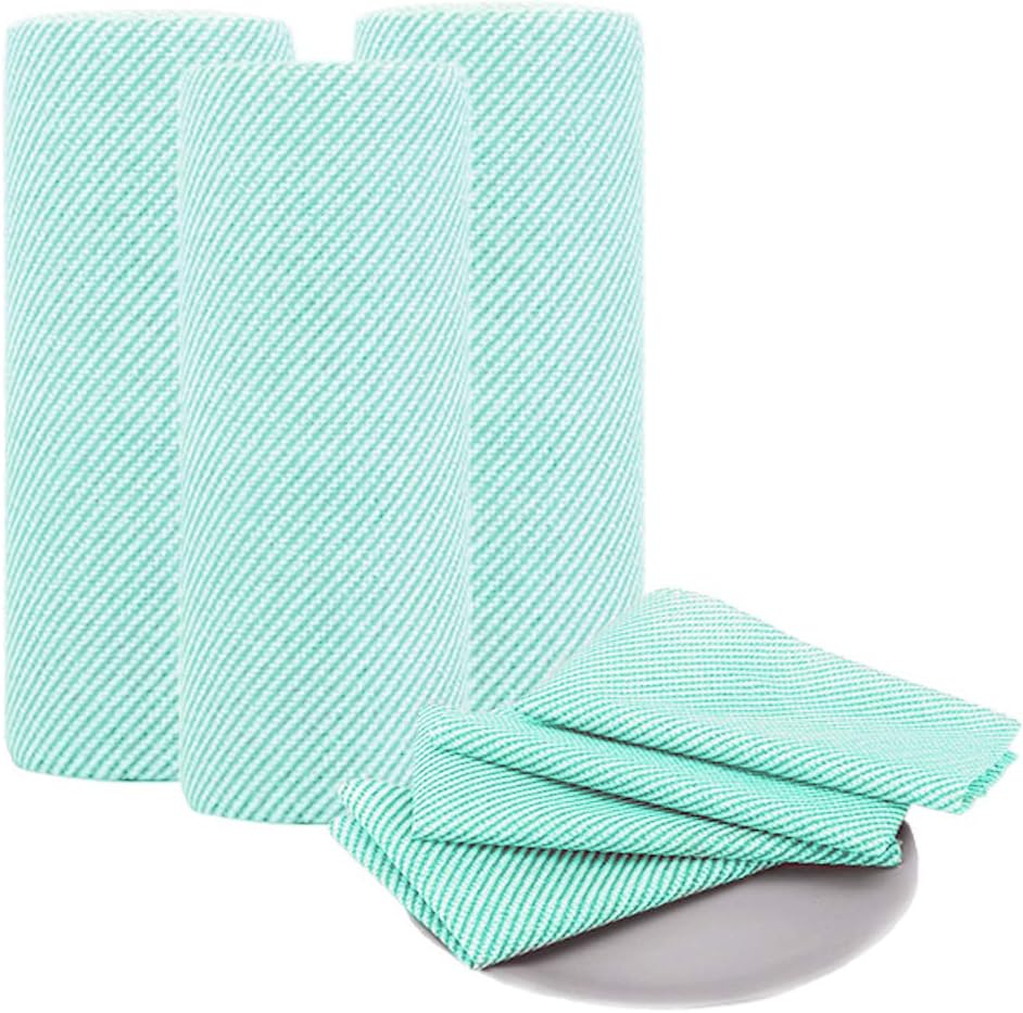KMAKII Reusable Cleaning Cloths Disposable Dish Cloth Dish Towels Dish Rags Reusable Cloths Green 50 Count/Roll,3 Rolls one Pack,Dry Quickly, Absorbent: Health & Personal Care